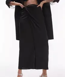 Topshop Black Wrap Satin Midi Skirt New 4