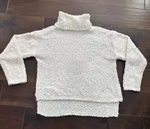NORDSTROM Bobeau Boucle Cream Knit Turtleneck Sweater Size Medium