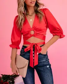 NEW -SOOTHE MY SOUL SATIN WRAP CROP TOP
