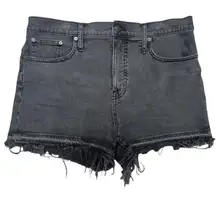 Madewell Denim Shorts‎ Womens Size 31 Black Wash Frayed Hem Casual