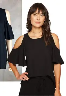 KENSIE Black Cold-Shoulder Top NWT SMALL