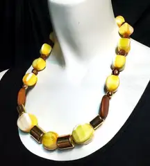 NWT Charming Charlie Yellow, Gold, & Brown Necklac