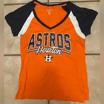 Womens Houston Astros baseball orange navy short sleeve shirt