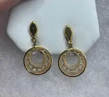 Vintage Crown Trifari clip style circle dangle earrings . A