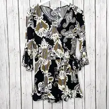 Entro Shorts Romper Women’s Size Small Black Paisley Surplice Whimsigoth