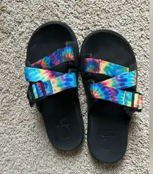 Womens Rainbow Tie Dye Chaco Slides