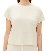 Gap Body Womens Ribbed Short-Sleeve Pajama Sleep Shirt Oatmeal Brown SMALL