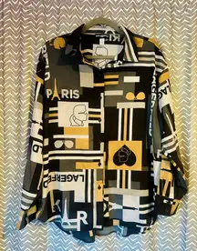 Karl Lagerfeld Paris | Printed Button-Down Blouse, size L