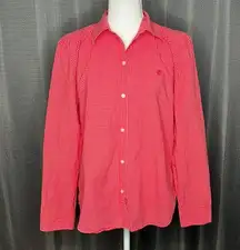 CHAPS RED & WHITE PLAID XL BUTTON DOWN LONG SLEEVED BLOUSE