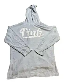 Victoria's Secret PINK Hoodie Terry Cloth Lace Up Tunic Pullover Oversized L