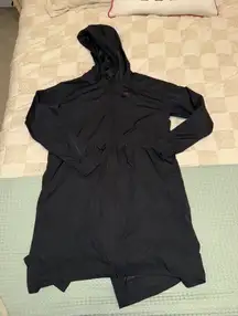 Nike Black Trench Coat with Hood and Drawstring Waist size XS