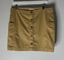 Toad Co Womens Cargo Skirt Medium Khaki Button Up Mini Size 14