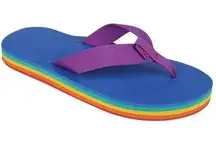 Teva NWOT  Sandals Womens 7 Rainbow Purple Deckers Thong Flip Flops Quick Dry