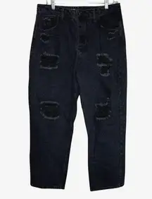 No Boundaries Jeans Women 1X Black Straight Leg Distressed Destroyed Casual Edgy