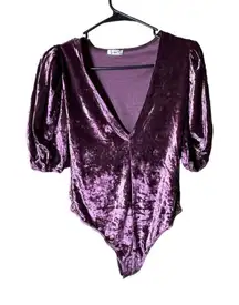Intimately Free by Free People Don’t You Wish Velvet Bodysuit Plum NWOT size XS