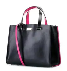 Kate Spade Black Sweetheart Pink Kyra Arbour Hill Leather Tote