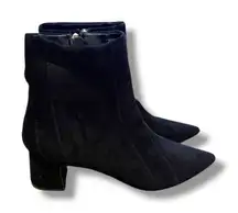 Journee Collection Ankle Boots Size 9.5 Black Faux Suede Pointed Toe Zip Heel