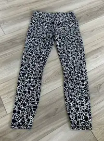 Diane Von Furstenburg Black White Abstract Print Patterned Leggings Size‎ Medium