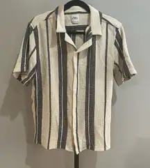 Zara Knit Beach Striped Button Up Shirt Size XL