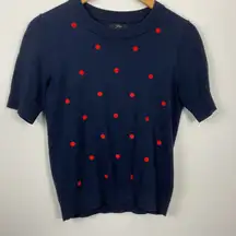 J. Crew Racked Dotted Polka Dot  Short Sleeve Knit Sweater Top XS