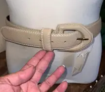 NWT Liz Claiborne Genuine Leather Textured Belt Women Large Taupe Gold Buckle