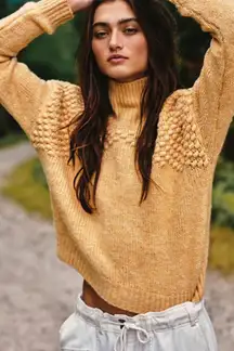 Free People Bradley Pullover Camel Heather Turtleneck Sweater. Size Small