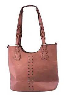 Sam & Hadley studded pink top handle tote satchel shoulder bag purse