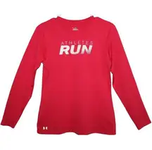 Under Armour Women's  Heat Gear 1216453 Red White Crewneck Long Sleeve Shirt Sz S