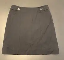 White House Black Market Women's Black Button Stretch Mini Lined Skirt Size 4