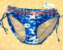 Cabana Life Blue Tie Dye Print Bikini Bottoms L