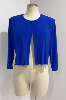 Danny and Nicole Women's Royal Blue Pleated Open-front Bolero Jacket Size L