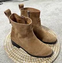 Zara Trafaluc Women’s Suede Ankle Boots Booties in Light Brown 38/US 7.5