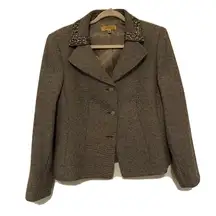 KASPER Womens Plus Size 14 Multicolor Textured Embellished Blazer Jacket