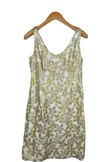 Women's Size 8 Cream Foil Gold Floral Sleeveless Naomi Dress