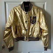 Vegas Golden Knights Women’s‎ Gold Cropped Bomber Puffer Jacket Size Small