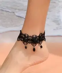 Gothic Retro‎ Style Black Flower Lace Anklet -Faux Fashion Jewelry