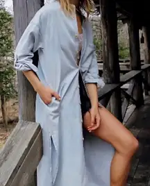 Free People Size M Blue Denim Market Maxi Dress