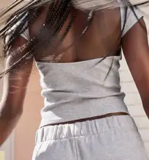 Aerie Ribbed Open Back T-Shirt in White