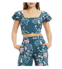 Endless Rose Floral Crop Top Green Sz Medium NWT