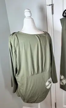 Soft Surroundings Tall XL Boho Artwear Wrap Midi Skirt Set Green Made USA