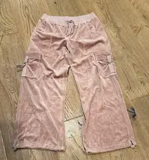 Hard Tail Pink velour velvet Cargo Pants large