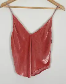 Fleur du mal pink silk blend v-neck camisole with silk lining. Size small.