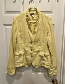 J. Crew‎ Yellow Academy Washed 100% Linen Blazer Jacket Womens Large