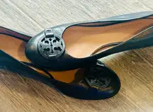 Tory Burch Black Miller Leather Wedge