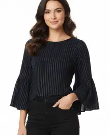 Sienna Sky navy blue bell sleeve small blouse