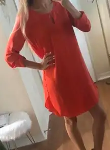 coral red satin high low dress