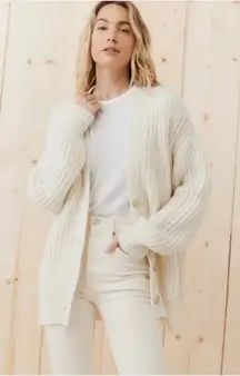 Jenni Kayne Alpaca Cocoon Cardigan Ivory XXS Oversized Knit Sweater NWOT