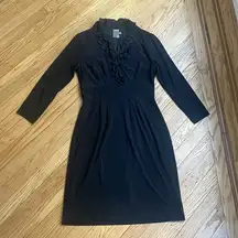 Taylor Black Long Sleeve Jersey Dress Petal Neck Size 4