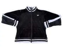 Nike Vintage 90s  Velour Black White Zip Up Jacket