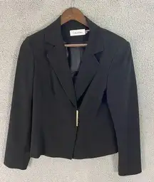 Calvin Klein womens blazer size 10 black magnetic gold button classic career